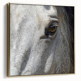 Close-up of a silver and gold landscape painting on a framed canvas, ideal for bedroom wall art.