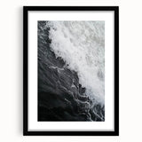 Extra large abstract art print with textured swirls in vibrant colors on a black framed canvas, ideal for living room decor.