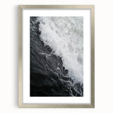 Textured abstract art print featuring close-up nature elements in a silver frame, ideal for bedroom wall decor.