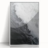Art deco-style poster of nature elements in soft green and white tones, framed in acrylic, suitable for nursery wall art.