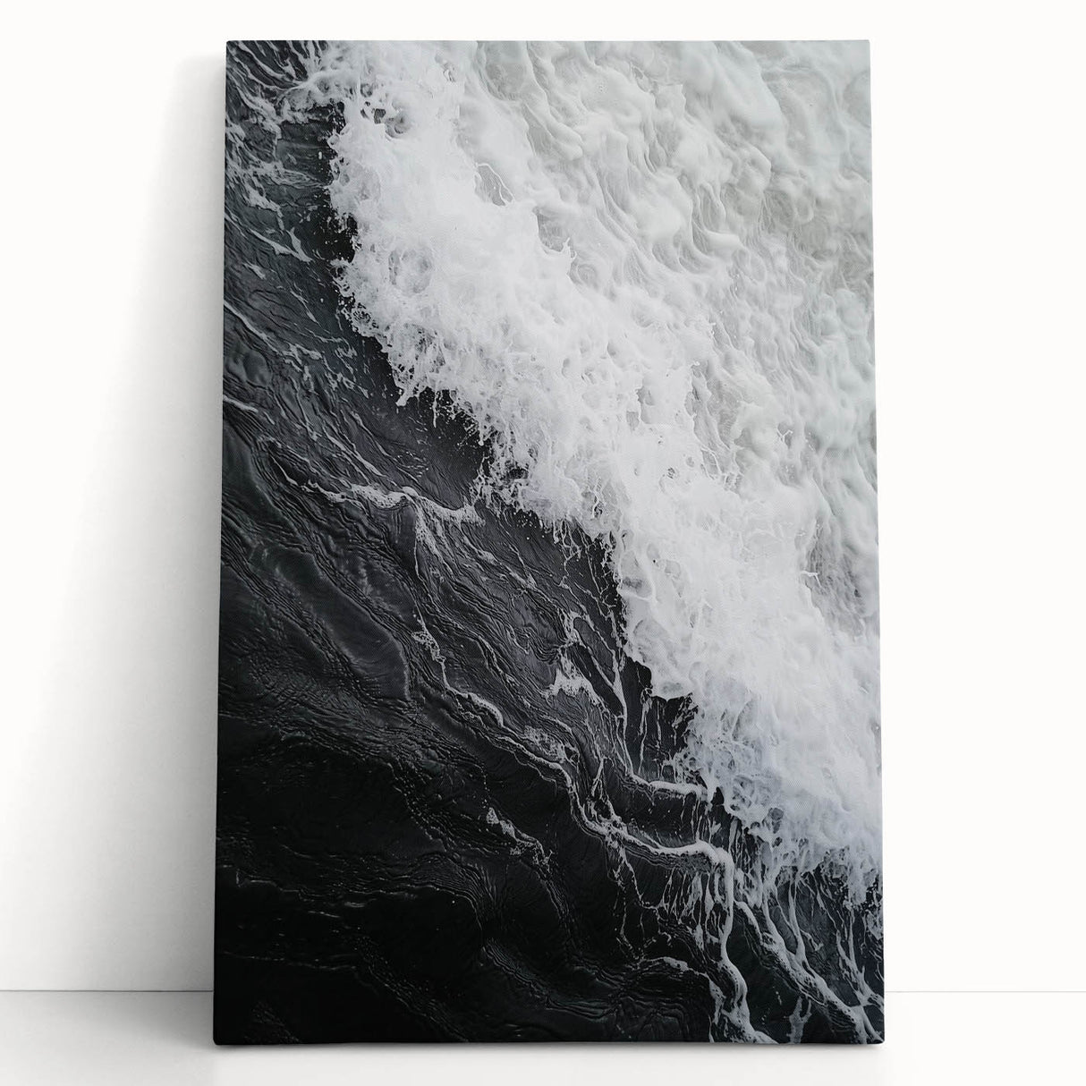 Black and white close-up photo of natural elements on stretched canvas, suitable as kitchen wall art or bedroom decor.