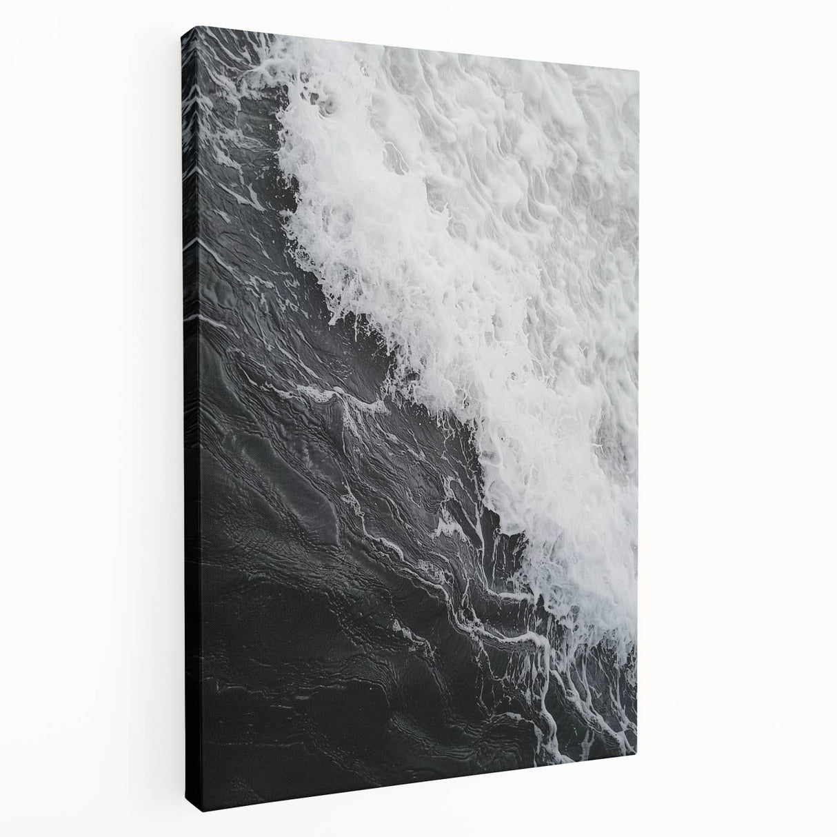 Close-up image of nature elements on a large stretched canvas, featuring green and brown tones, ideal for kitchen wall art.