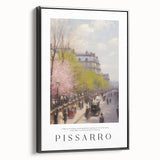 Black and white vintage poster art of a landscape on framed canvas, ideal for bedroom wall decor.