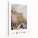 Large acrylic print of Camille Pissarro's impressionist landscape, featuring muted green and blue hues.