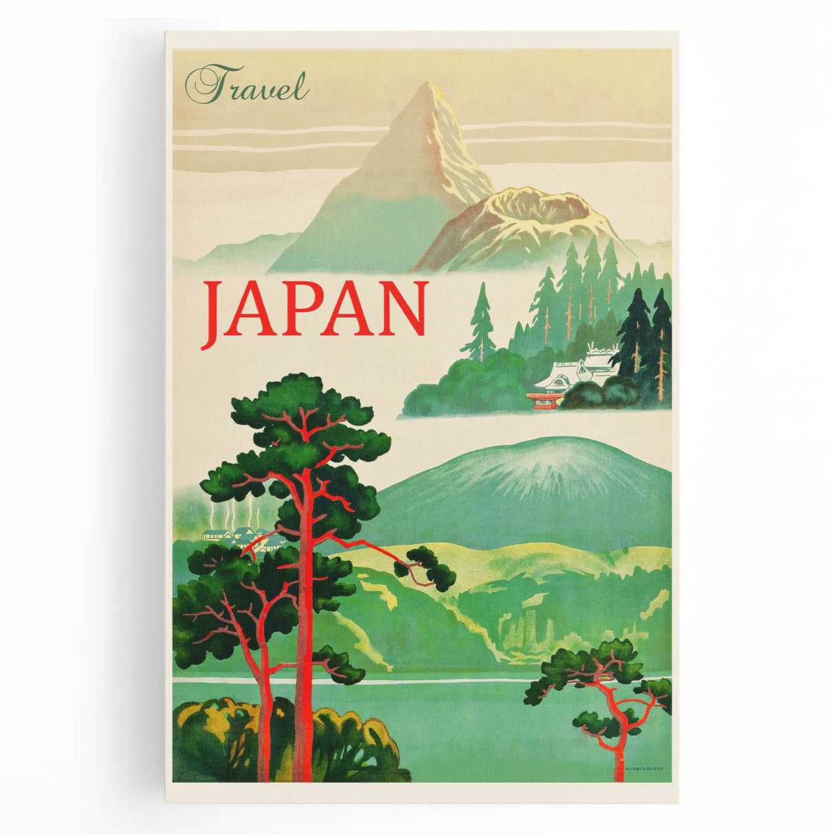 Vintage Japan Travel Poster | Mount Fuji and Scenic Landscape Art Print
