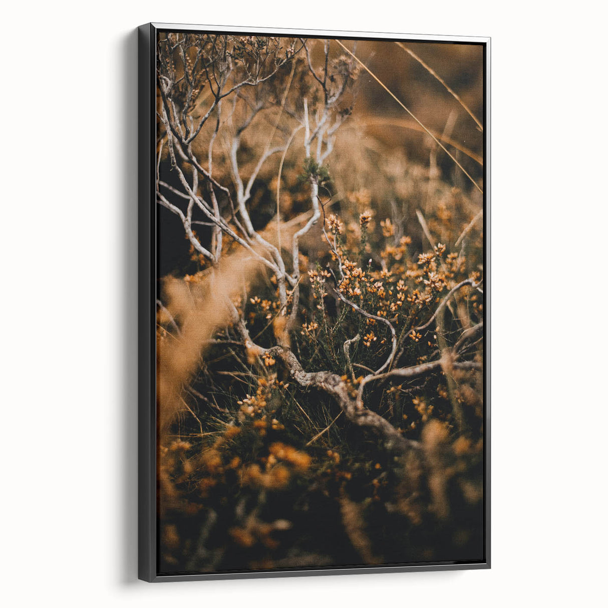 Black and white landscape painting on framed canvas featuring a vintage poster style, ideal for bedroom decor.
