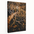 Autumn-themed abstract painting in warm orange and red tones on stretched canvas, suitable for kitchen wall art.
