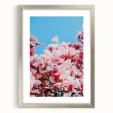 Textured art depicting abstract spring-themed design in soft green and white hues, framed in silver.