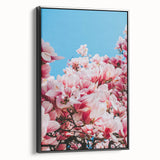 Black and white vintage poster art of a spring landscape on framed canvas, ideal for bedroom wall decor.