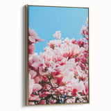 Framed canvas landscape painting featuring spring season with muted green and gold tones, ideal for bedroom wall art.