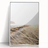 Art deco poster depicting a vibrant summer season in acrylic, framed in white, suitable for nursery wall art.