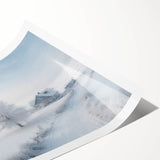 Extra large wall art featuring line art flowers in muted gray tones on a rolled print, suitable for large living room decor.