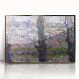 Acrylic print of a Van Gogh-inspired scene in art deco style with gold frame, ideal for modern art wall decor.