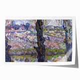 Extra large rolled canvas print of Van Gogh-style sunflowers in vibrant yellow and green.