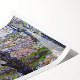 Extra large rolled canvas print featuring line art flowers in black on a white background.