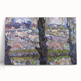 Large black and white stretched canvas print of Van Gogh's 'Starry Night' on a wooden easel, suitable for kitchen art.