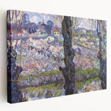 Vincent van Gogh-inspired painting on stretched canvas, featuring swirling blue and yellow tones.