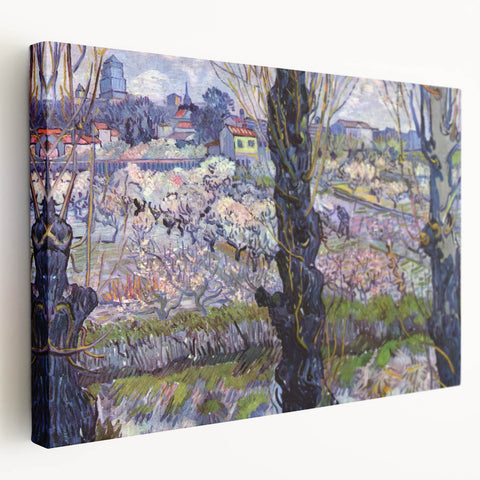 Vincent van Gogh-inspired painting on stretched canvas, featuring swirling blue and yellow tones.