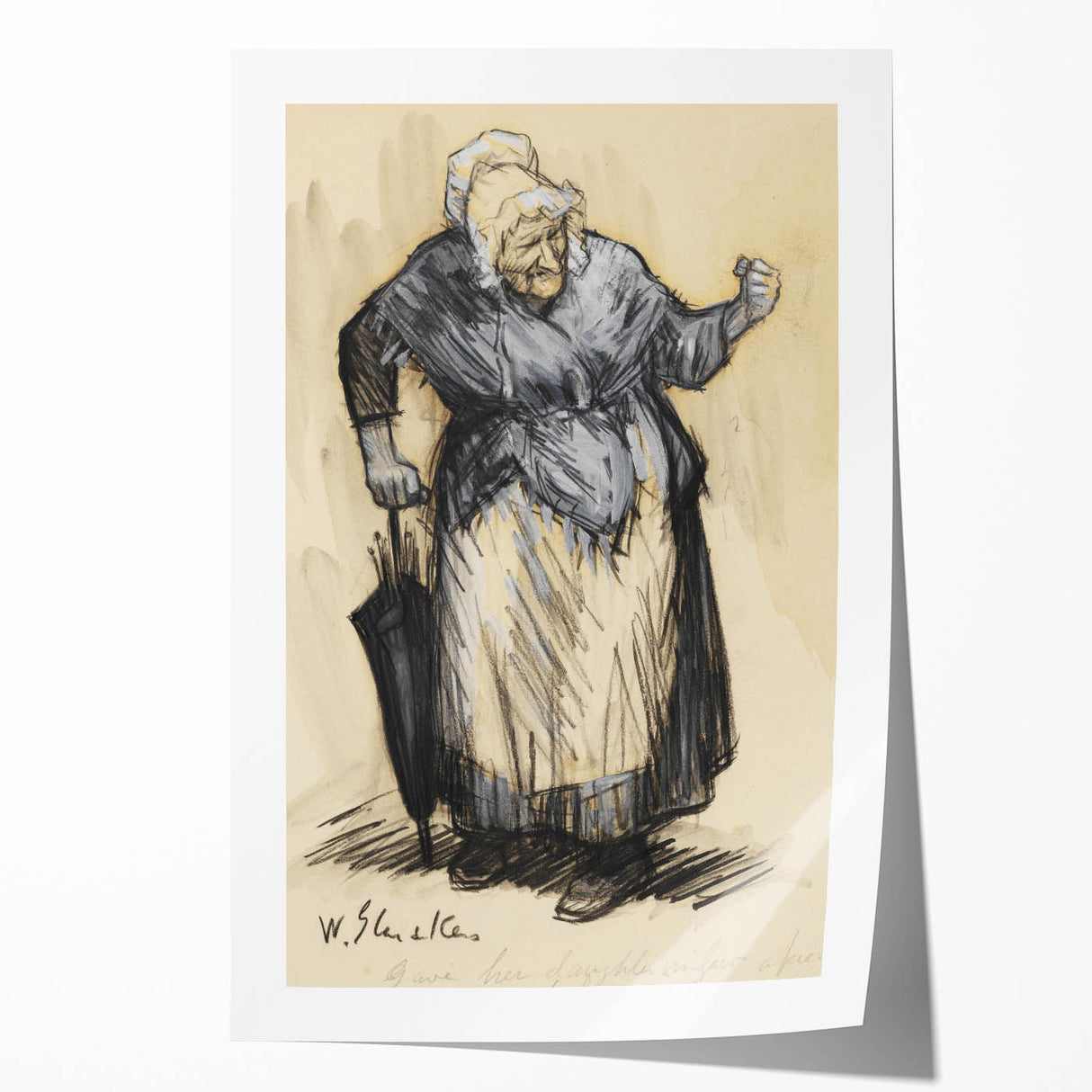 Modern Wall Art: William Glackens’ Sketch – Expressive Charcoal Drawing