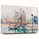 Modern Wall Art: Abstract Harbor Scene with Vibrant Colors