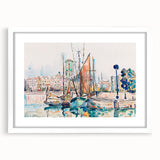 Modern Wall Art: Abstract Harbor Scene with Vibrant Colors
