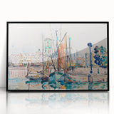 Modern Wall Art: Abstract Harbor Scene with Vibrant Colors