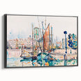 Modern Wall Art: Abstract Harbor Scene with Vibrant Colors