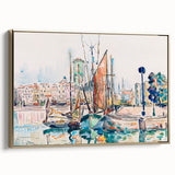 Modern Wall Art: Abstract Harbor Scene with Vibrant Colors