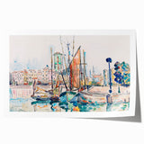 Modern Wall Art: Abstract Harbor Scene with Vibrant Colors