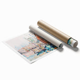 Modern Wall Art: Abstract Harbor Scene with Vibrant Colors