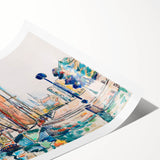 Modern Wall Art: Abstract Harbor Scene with Vibrant Colors