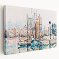 Modern Wall Art: Abstract Harbor Scene with Vibrant Colors
