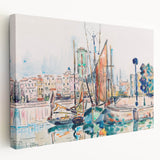 Modern Wall Art: Abstract Harbor Scene with Vibrant Colors