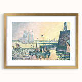 Modern Wall Art: Evening Harbor with Pointillist Sunset Glow