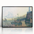 Modern Wall Art: Evening Harbor with Pointillist Sunset Glow