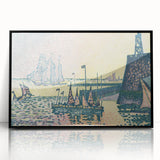 Modern Wall Art: Evening Harbor with Pointillist Sunset Glow