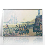 Modern Wall Art: Evening Harbor with Pointillist Sunset Glow