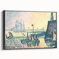Modern Wall Art: Evening Harbor with Pointillist Sunset Glow