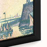 Modern Wall Art: Evening Harbor with Pointillist Sunset Glow