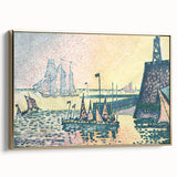Modern Wall Art: Evening Harbor with Pointillist Sunset Glow