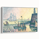 Modern Wall Art: Evening Harbor with Pointillist Sunset Glow