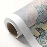 Modern Wall Art: Evening Harbor with Pointillist Sunset Glow