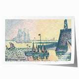 Modern Wall Art: Evening Harbor with Pointillist Sunset Glow