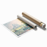 Modern Wall Art: Evening Harbor with Pointillist Sunset Glow