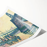 Modern Wall Art: Evening Harbor with Pointillist Sunset Glow