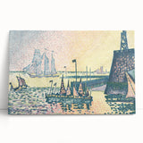 Modern Wall Art: Evening Harbor with Pointillist Sunset Glow