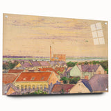 Modern Wall Art: Vibrant Cityscape with Sunset Hues