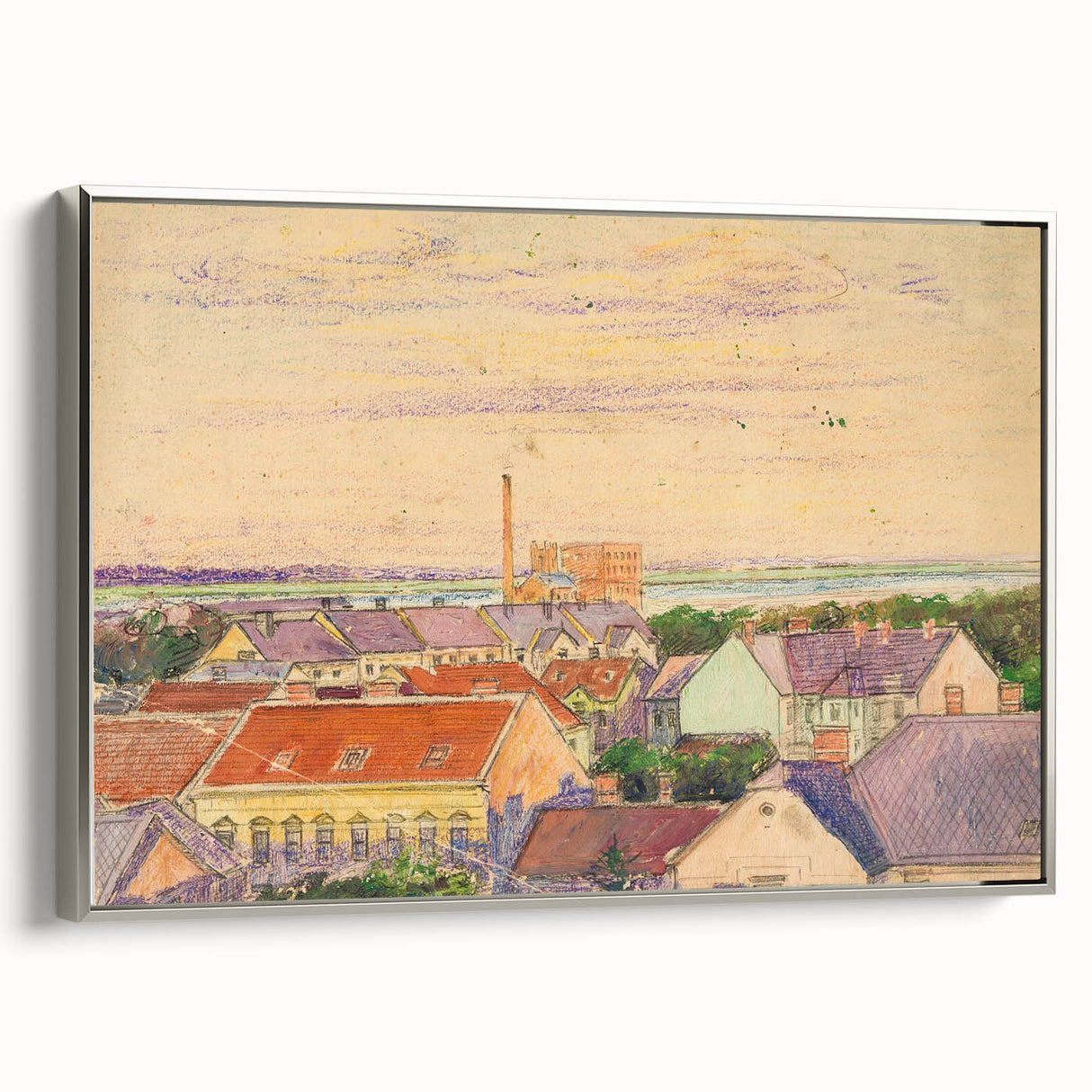 Modern Wall Art: Vibrant Cityscape with Sunset Hues