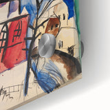 Modern Wall Art: Abstract Church Scene with Bold Colors