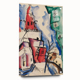 Modern Wall Art: Abstract Church Scene with Bold Colors